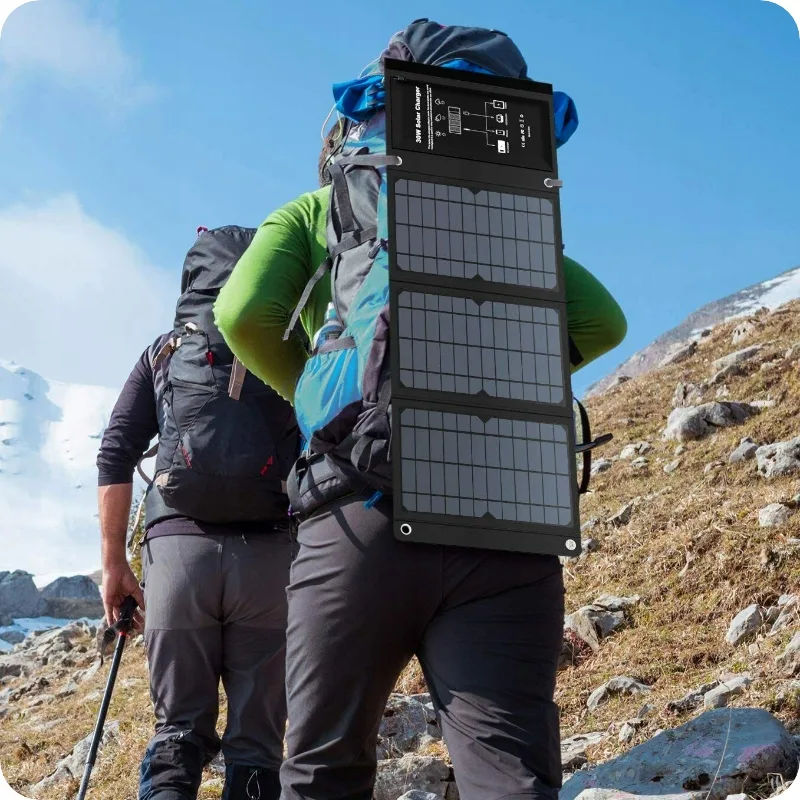 Panel solarny - ładowarka solarna (moc 21W) - 2 wyjścia USB - obrazek 2