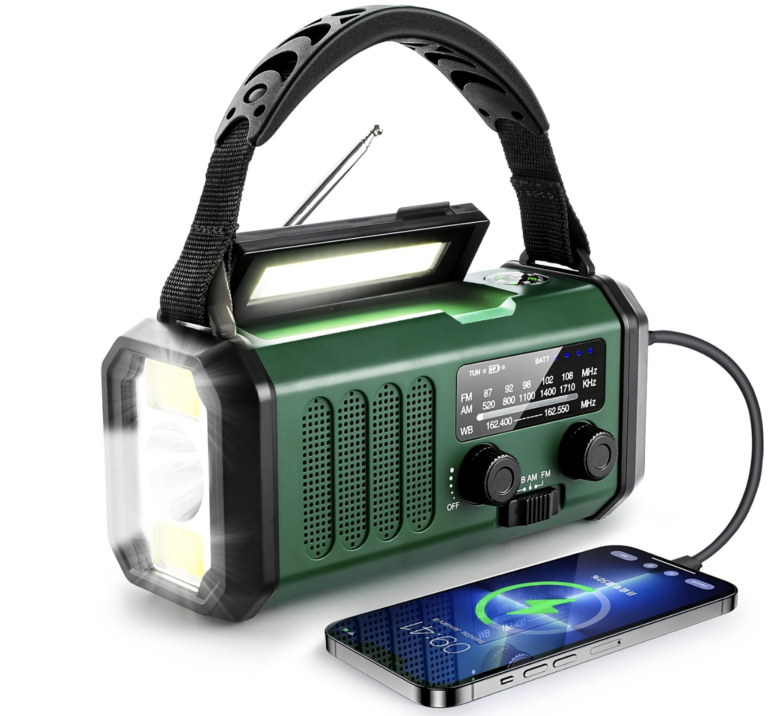 Przenośne Radio awaryjne z korbką,  Latarką LED, SOS i  dużym Powerbankiem
